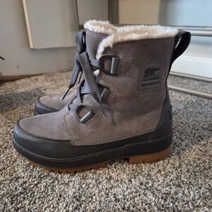 Sorel Tivoli Gray Womens Winter Boots Lace Up Sz 8